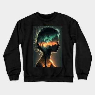 Nature and Woman Abstract Art Crewneck Sweatshirt